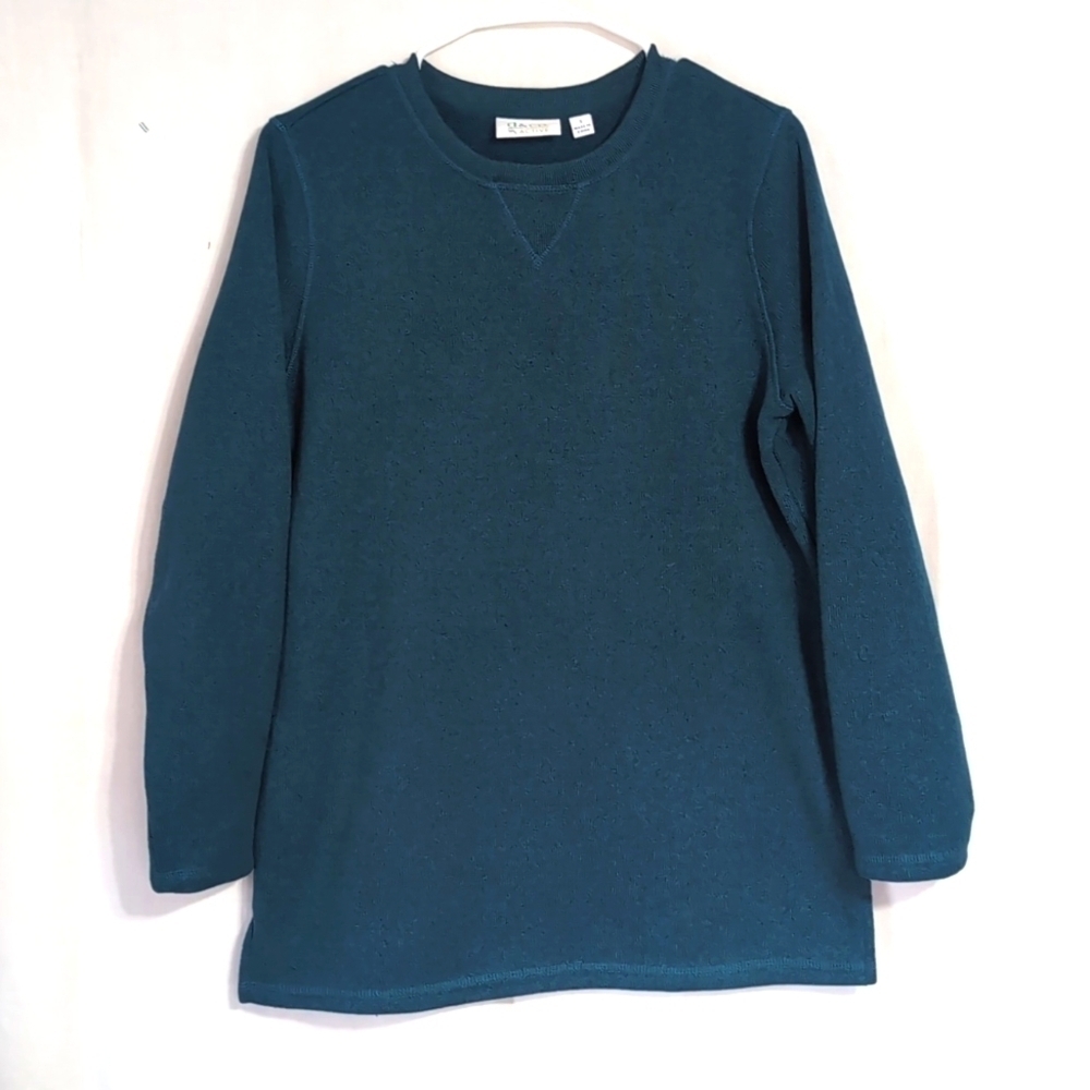 d&co Active Teal Knit Crewneck Sweatshirt Sweater Size Small